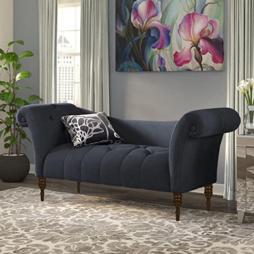 Image of Luxury Velvet 2 Seater Chaise Lounge Sofa - Tufted Chesterfield Modern Couch with Button Tufted Back Elegant Lounge Couch for Living Room, Bedroom, Office