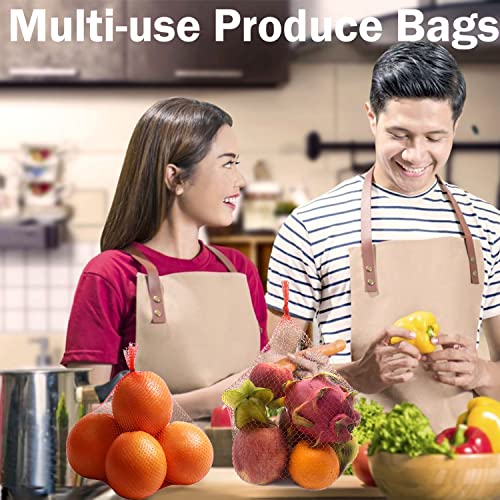 reusable produce mesh bags 24 inch seafood boil bags for crab clam shellfish crawfish cooking onion potato storage eco-friendly fruit vegetable produce packaging supplies net 100pcs-red