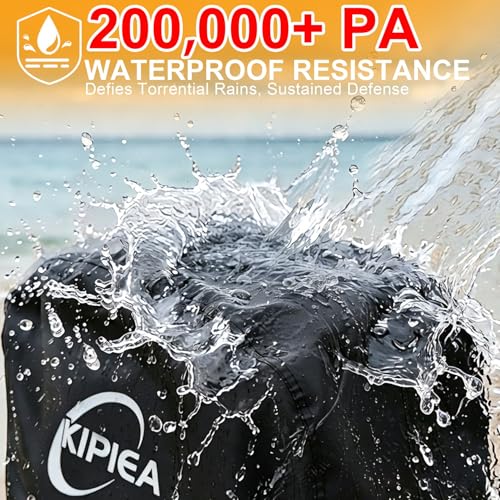 Image of Kipiea Outboard Motor Cover 1300D Heavy Duty Waterproof, Anti UV, No Tears & No Fading, Boat Motor Cover Fit for Motor 150-200 Hp (104 inch Circumference x 28 inch Height) Black