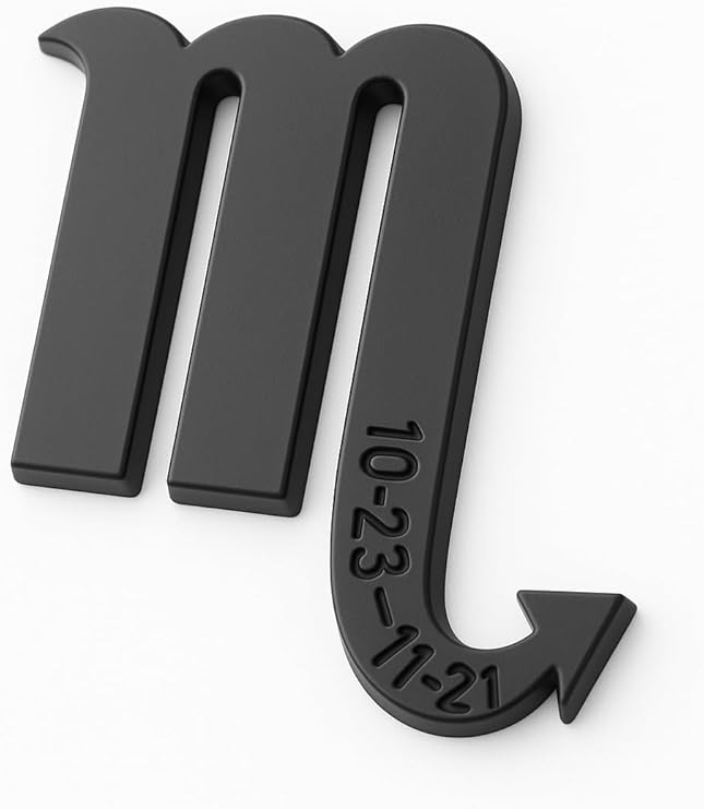 Scorpio Zodiac Sign Sticker Emblem – Astrology & Horoscope 3D Black Badge Decal for October 23-November 21 Birthdays – (3