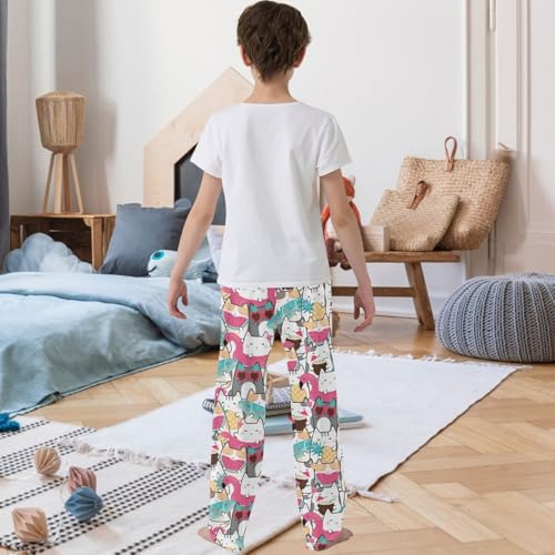 Boy's Pj Pants Funny Cat Sunmmer Fruit Colorful Lounge Bottoms Elastic Kids Sweatpants Joggers Pockets Size 6-143