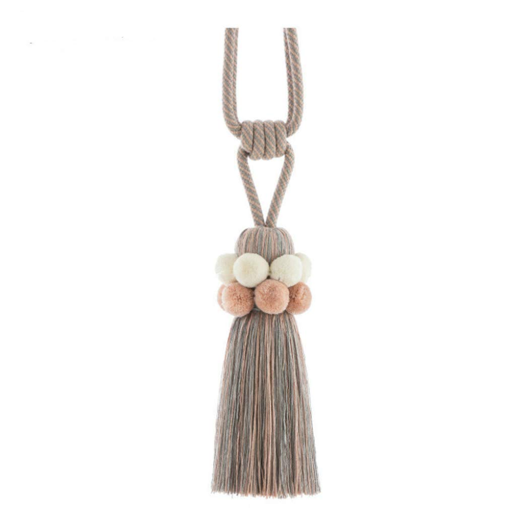 1 paire d'embrasses de rideaux à pompons faites à la main pour chambre de fille, couleur café