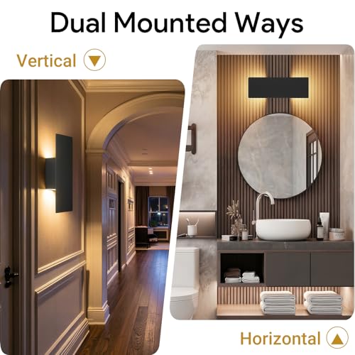 Image of Tipace Hardwired Black Wall Sconces,3000K Modern Wall Lights Led Indoor Wall Wall Mount Light for Bedroom,Living Room, Hallway,GU10 Bulbs Included,1 Pack