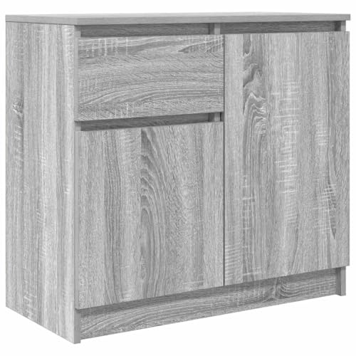 vidaXL Aparador con cajón Gris Sonoma 71x35x65 cm Madera de ingeniería, Armario de almacenaje, Mueble aparador, Mueble de Pasillo, Mueble Buffet