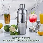Cocktail Shaker Set, 23-Piece Stainless Steel Bartender Kit with Acrylic Stand & Cocktail Recipes Booklet, Professional Bar Tools for Drink Mixing, Home, Bar, Party (Include 4 Whiskey Stones) - Image 4