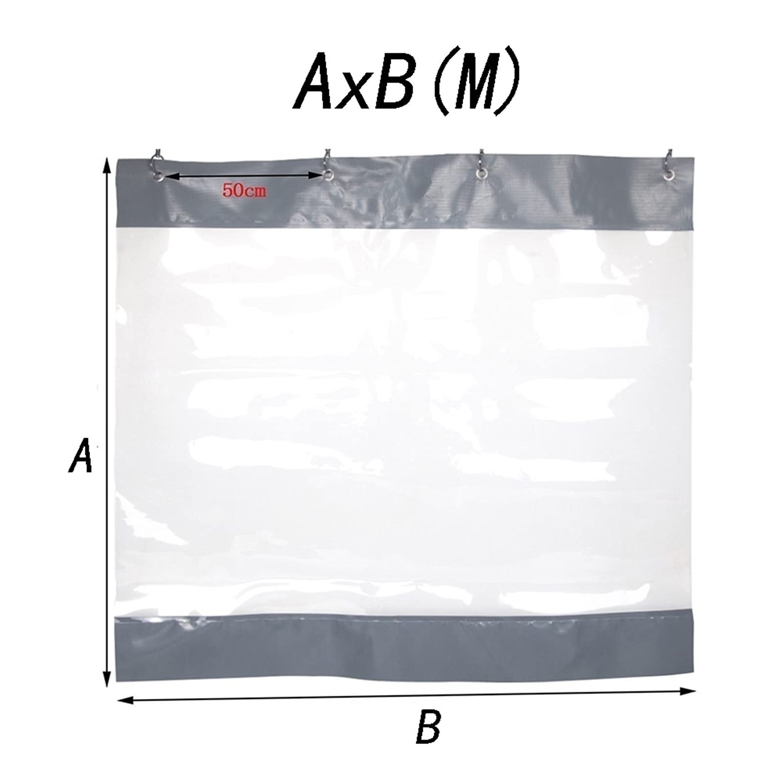 Tenda impermeabile per porta esterna con occhielli tessuto termoisolante antivento per pergolato garage gazebo grigio trasparente 4 x 1,3 m