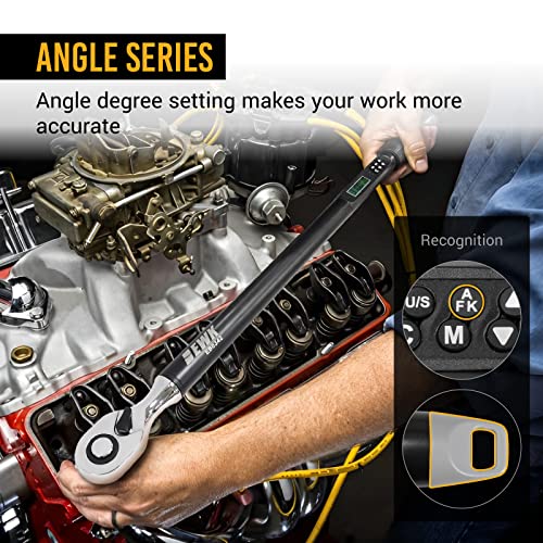 Ewk 1/2" Drive Electronic Digital Angle/Torque Wrench, 12.5-250 Ft-Lbs (17-340 Nm), With Buzzer And Led Flash Notification #TOP3