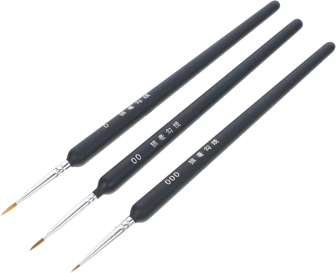 TOYANDONA 3 PCS Wolf Hair Brushes Set Detail Art Painting Miniatures Acrylic Watercolor Oil Paint Brushes (000 + 00 + 0)