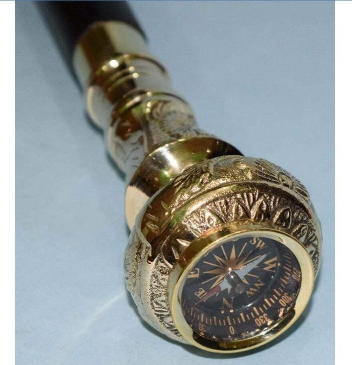 Miniatura 2 de Victorian Handle Bastón de madera de latón antiguo vintage