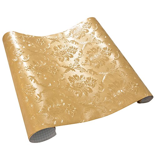 Blooming Wall Peel and Stick Prepasted Damasks Floral Wallpaper (Gold)