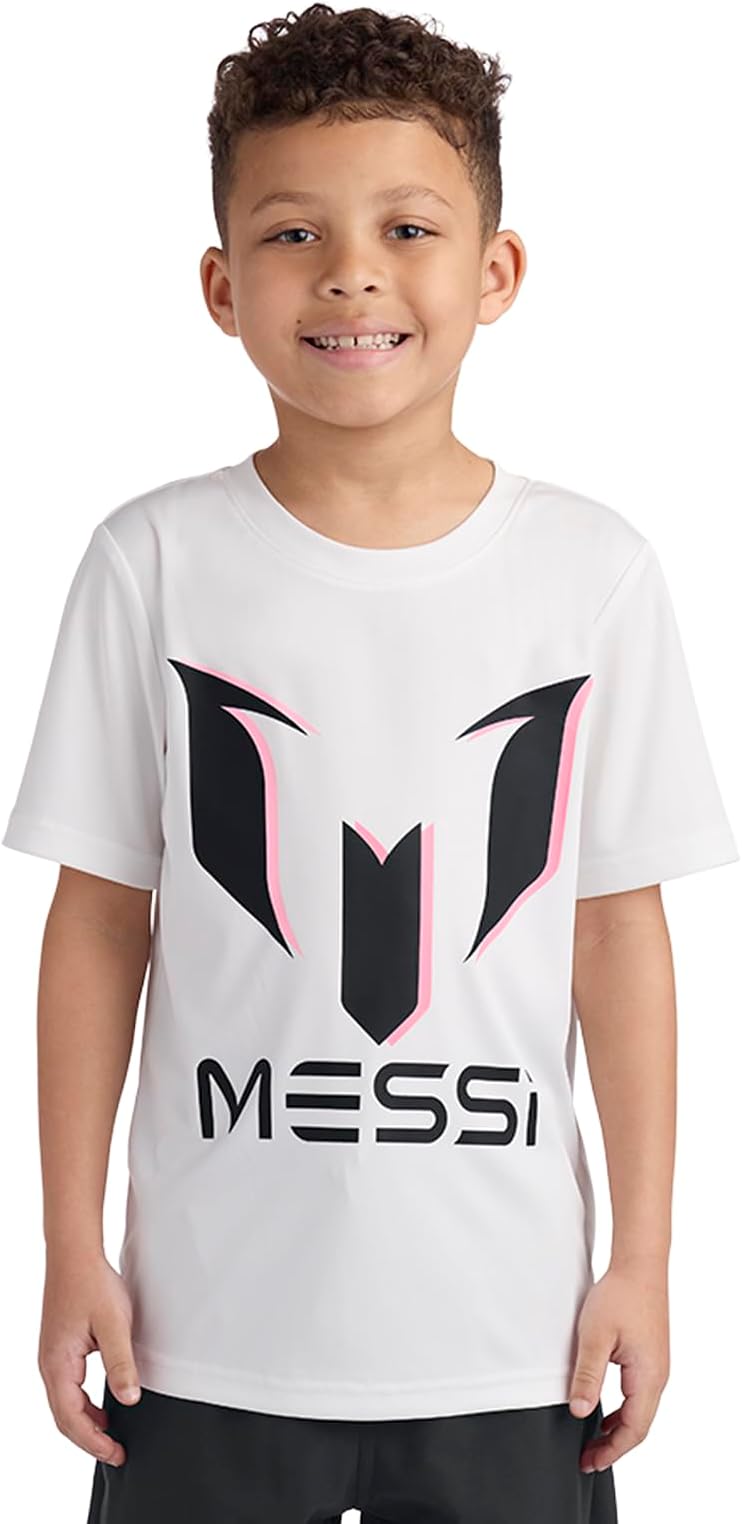 MessiBoys' Lifestyle Short Sleeve Top, Slim-fit Shirt with Logo, Comfortable