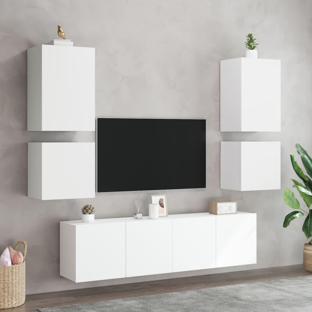 Armario de pared para TV, 2 unidades, color blanco, 40,5 x 30 x 40 cm, material de madera para salón, sala de entretenimiento