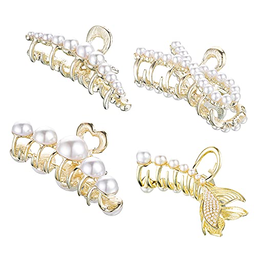 Metal Big Hair Claw Clips, 4.3 Inch Nonslip Large Claw Clip for Women and Girls Thin Hair, Strong Hold Hair Clips for Thick Hair(4 Packs)