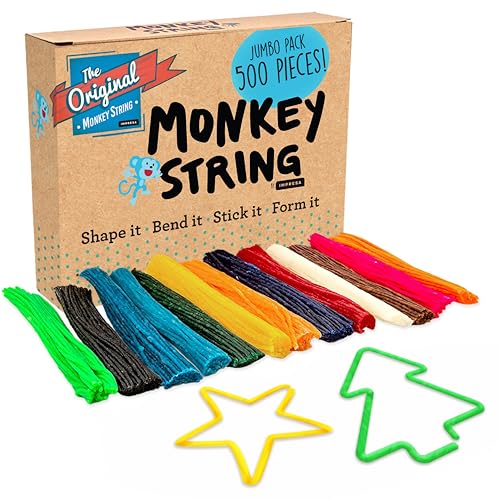 Impresa Monkey String Fidget Toys - 500-Piece, Multicolor Calming Sensory Play & Focus Aid - Arts & Crafts Sensory Kit & Silly String Noodles - Bulk...
