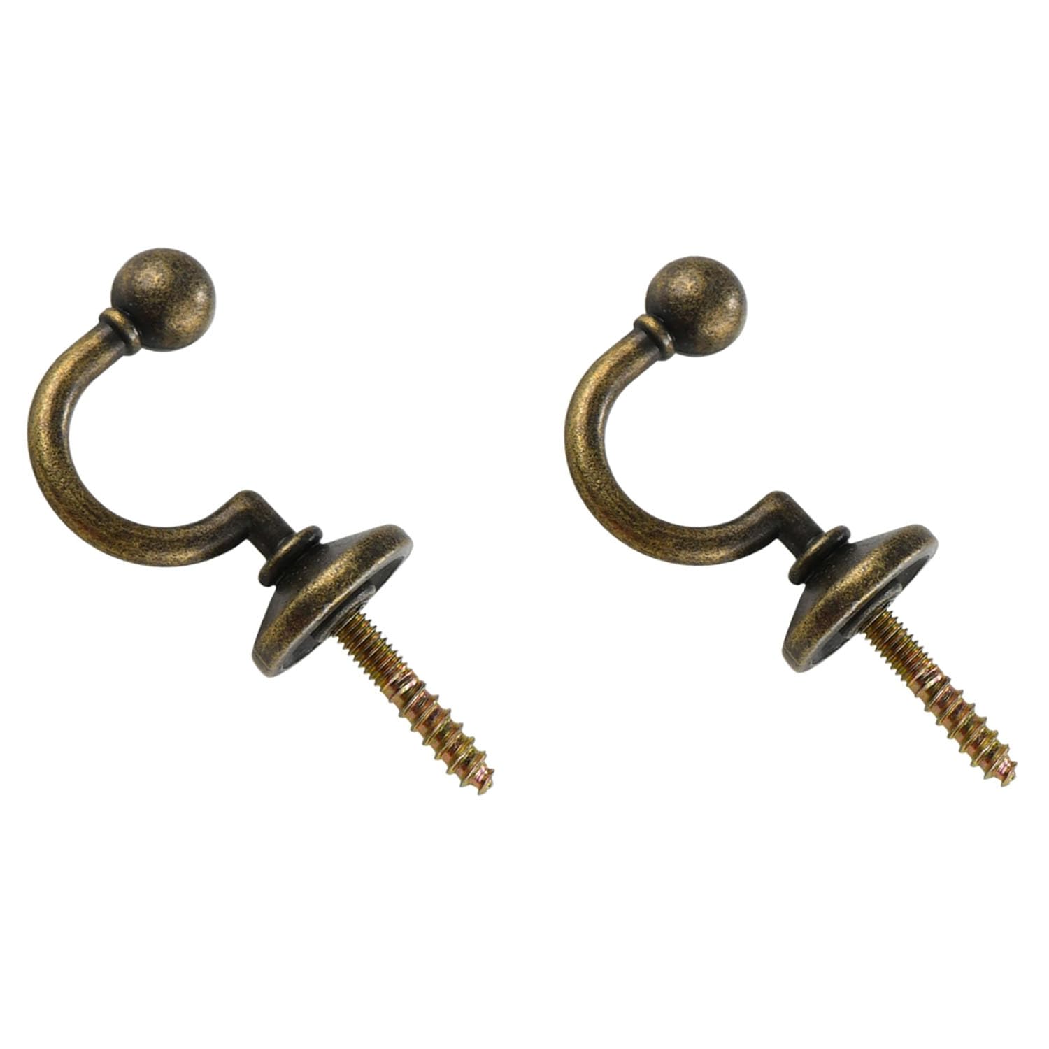 2 Pack Curtain Tie Back Hooks, Antique Brass Holdbacks with Screws