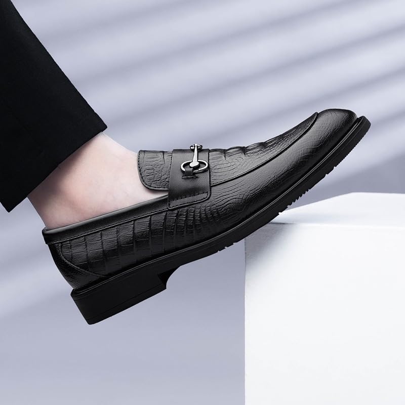 Men's Formal Derby Shoes Classic Slip On Comfortable Soft Mens Oxford Pointed Toe Rubber Non-Slip Formal Shoes for Men(Black,7.5)2