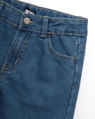 Image of DKNY Toddler Boys 2 Piece Button Down Shirt and Denim Shorts Set | Woven Short Sleeve Shirt With Matching Pull On Denim Shorts, Breezy Lightweight Comfort for Everyday Summer Play