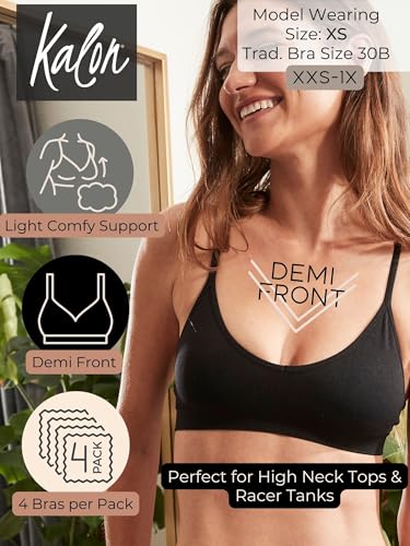 Kalon Women’s 4 Pack Racerback Sports Bralette Seamless Wireless Comfort Bra2