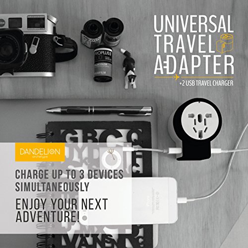 Dandelion Travel Adapter Outlet Adapter Traveler Accessory Universal Wall Charger 2 Usb Ports (Uk, Usa, Au, Europe, Asia) International Power Plug Adaptor For Multiple Socket Type C, A, I, G (Black) #TOP2