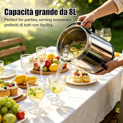 Distributeur d'eau chaude et froide pour buffets et réceptions extérieures 8L