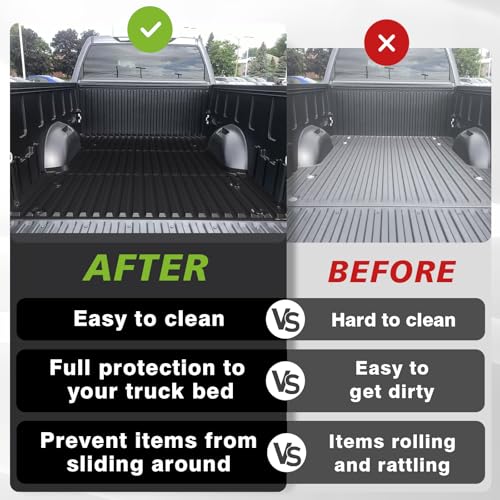 Image of TripleAliners Truck Mat Compatible with 2022-2026 Toyota Tundra 6.5FT Accessories, Truck Bed Mat Heavy Duty Custom Fit All Weather Protection TPE Pickup Liner