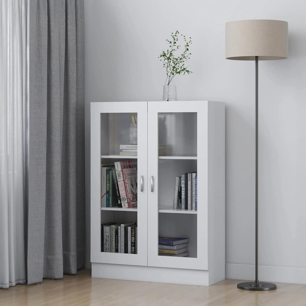 vidaXL Armadietto con Vetrina Bianco 82,5x30,5x115cm Legno Multistrato