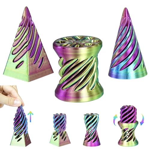 MCQWOMFQAK 3PCS Spiral Cone Impossible Object 3D Printed Fidget Sculpture Geometric Puzzle for Stress Relief and Focus Unique Gift Idea(14)