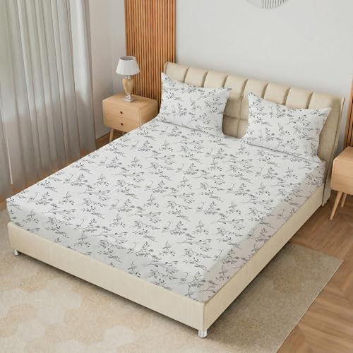 Image of LINENWALAS 100% Cotton Percale Standard Size Pillow Case Set of 2, Crisp and Cooling 300 TC, Premium Cotton Printed Bed Pillow Covers (18x28 inch, Grey Monochrome)