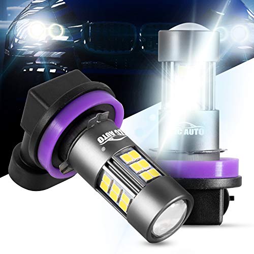 CZC AUTO H11 H16 H8 LED Fog Light Bulbs 2 Pack Quick Install LED Fog Lamps Bulbs Bright White Fog Light, 6000K LED Fog Light Replacement, 360 Degree Illumination Over 30000 Hours Lifespan