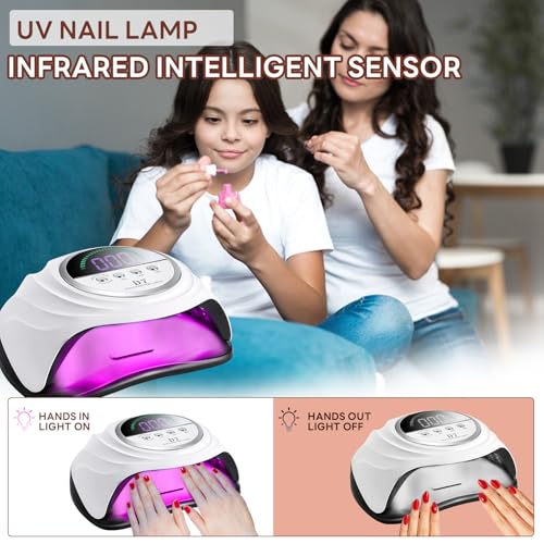 UV-Nagellampe 280W, LED-Nageltrockner für Gel-Nägel mit 66 Stk. Lampenperlen Inklusive 4 Timer und automatischem Sensor Ideal für den Heimsalon Schnelle Trocknung für perfekte Nägel