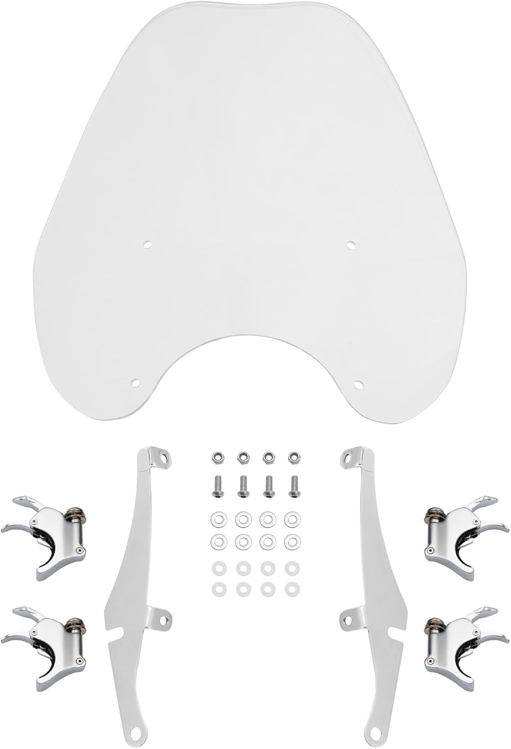 Green-L Windshield with Windscreen Mount Bracket and 49mm Clamps Fit for Harley V Rod 2002-2010 Sportster XL1200X 2016-Up Softail 2018-Up Dyna 2006-2017 (Clear Windshield+Chrome Clamps)