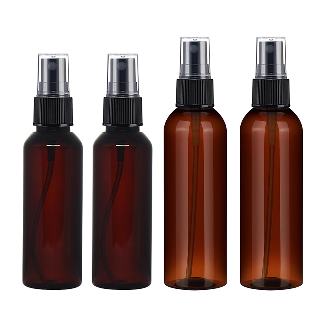 nsb herbals 50 & 100 ml Combo of Empty Amber Plastic Spray Bottles with Fine Mist Spray (Black) For Sanitizer, Perfume, Rose Water, Travel, Other Diy Products, Refillable Reusable-image-1