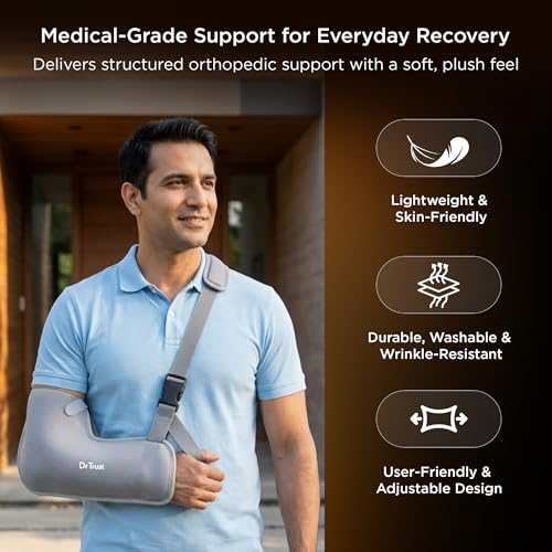 Image of Dr Trust USA Tropical 4201 Arm Sling Pouch for Fracture, Shoulder & Forearm Support Adjustable Orthopedic Arm Immobilizer with Thumb Cradle for Fracture Recovery for Men & Women - XL /XXL