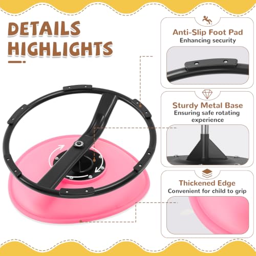 Image of Zhenx Spinning Chair for Autistic Kids (Ages 3-18) - 220lbs Capacity Sensory Swivel Seat - Sensory Toy for Teens with ADHD /Autism - Sit & Spin Calming Gift to Improve Focus & Body Balance (Pink)