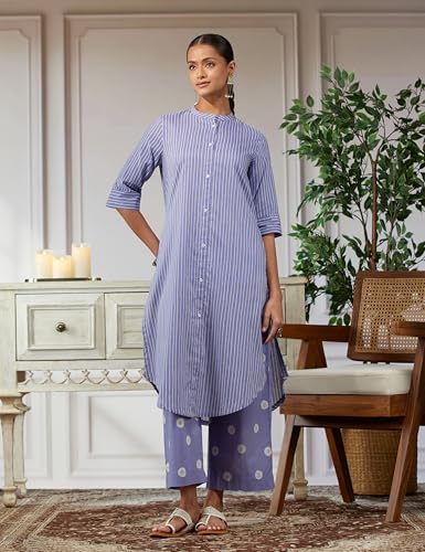 Image of BIBA Women Cambric Straight Printed Suit Set
