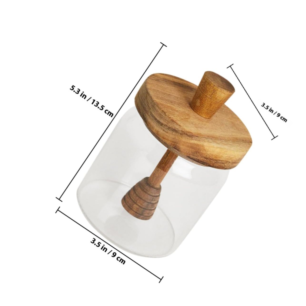 ERINGOGO Glas Honigtopf mit Holz Honiglöffel Luftdichter Honigbehälter für Küche Transparentes Glas mit Holzdeckel Praktischer Honigspender für Sauberes Dosieren und Aufbewahrung