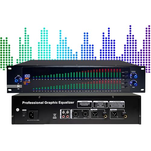 Ecualizador gráfico digital profesional estéreo de 31 bandas, con reducción automática de ruido, chip de procesamiento DSP, 10 efectos preestablecidos y ajuste independiente de graves, medios y agudos, para estudio de grabación miniatura 1