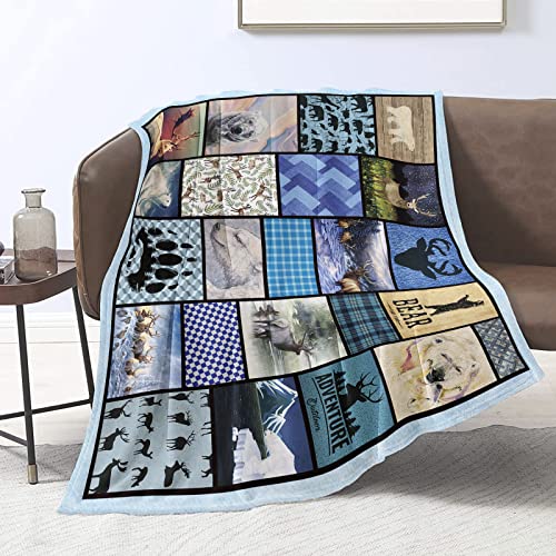 Domgoge Polar Bear Deer Blanket Throw Kids Soft Flannel Fleece Blankets Gifts Adult Rustic Lightweight Fuzzy Plush Travel Couch Sofa Farmhouse Decor