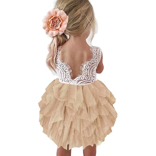 Topmaker Backless A-line Lace Back Flower Girl Dress