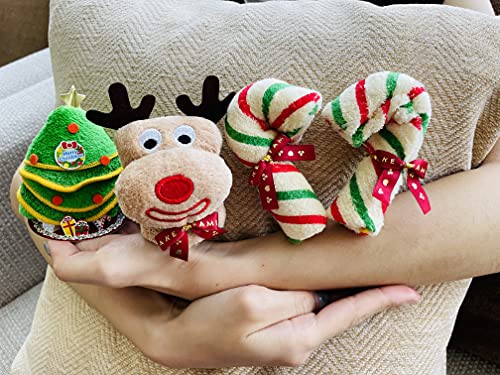 3D Kids Cute Washcloth 100% Cotton Embroidered Design Bathroom Useful Decorative Gift Set, Suitable For Bath, Hand, Face (Little Tree, Reindeer, 2 Candy Canes) #TOP3