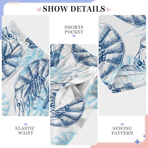 ZZXXB Retro Shrimp Print Boys Long Pants Soft Trousers Elastic Waist Kids Lounge Bottoms with Pockets S-XL4