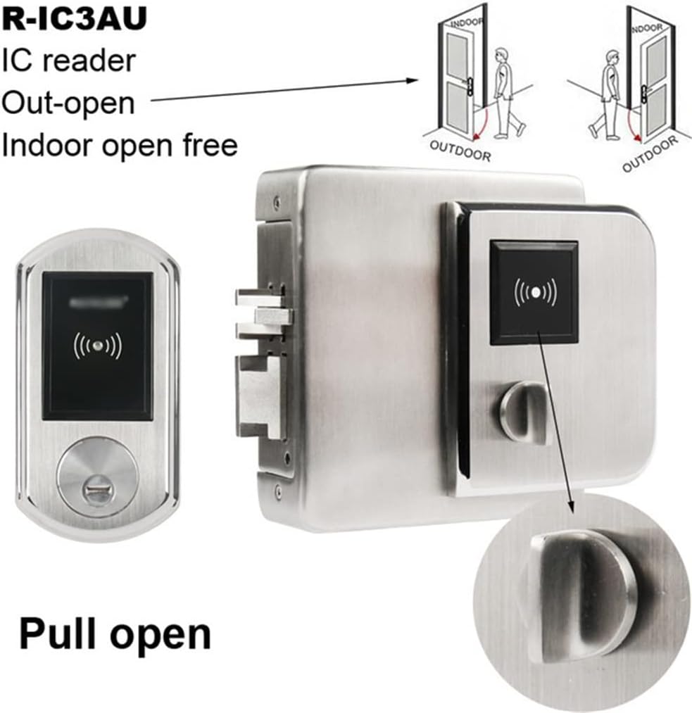 Fingerprint Electronic Door Lock, with IC Card Reader Fingerprint Verification, Suitable for Exterior Doors Home Security Door Locks (Color : IC-B-Out, Size (IC B)