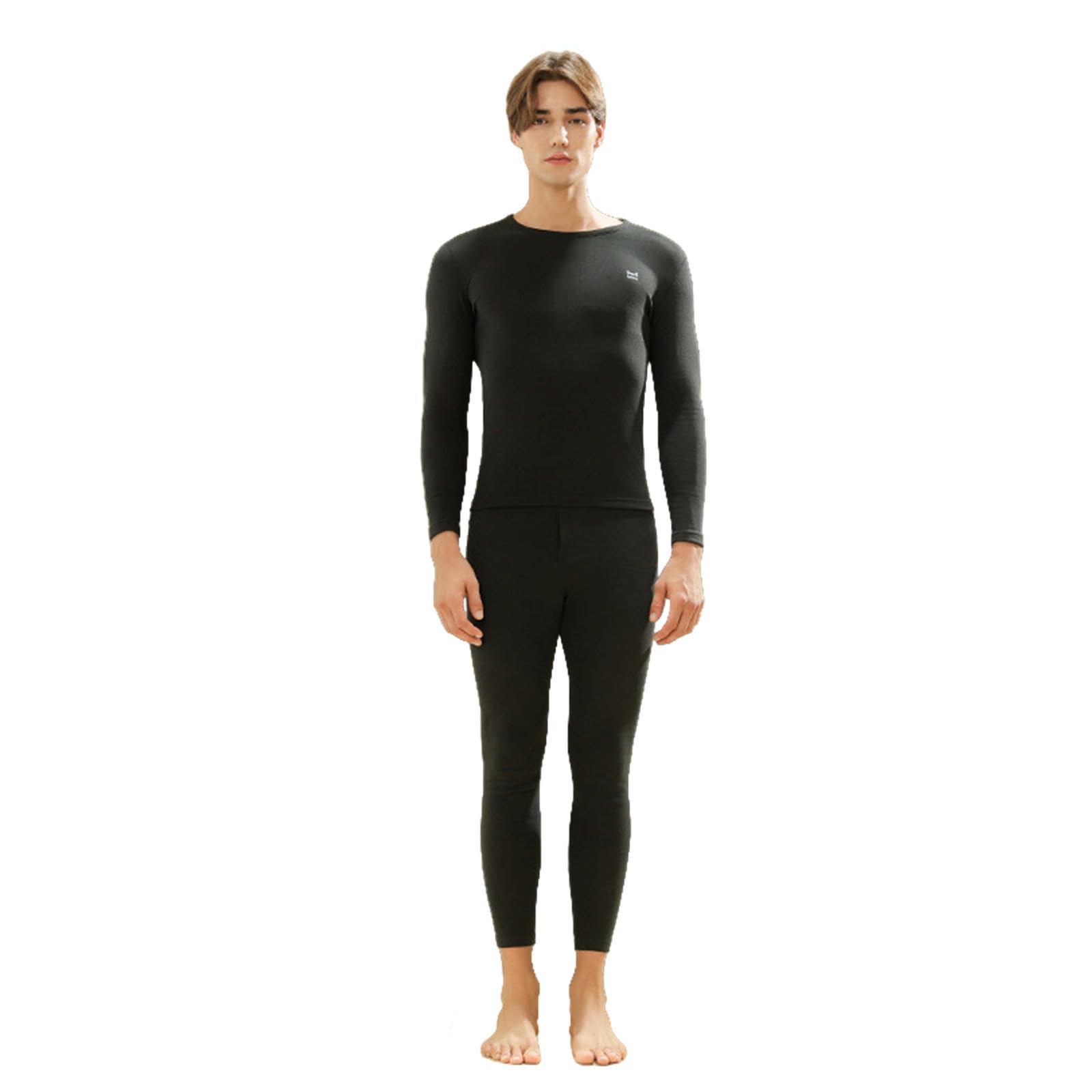 Ropa Termica Mujer Traje De Ropa Interior Térmica para Hombre, Protector De Espalda De Invierno para Hombre, Protector De Rodillas, Traje Protector De Piernas-negro-2xl