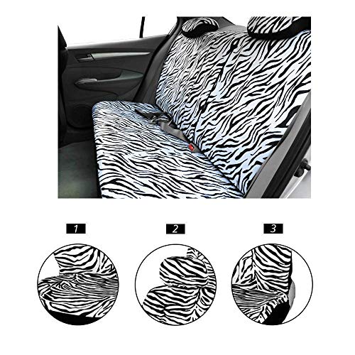 Audel Zebra Car Seat Covers for Full Set with 2 Seat Belt Pads & Universal 15 Inch Steering Wheel Cover Fit for Cars, Trucks, SUV, or Van