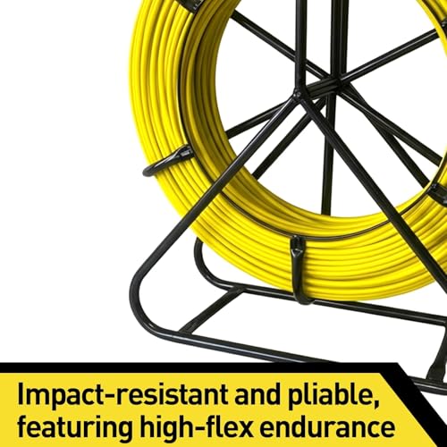 6mm x 500FT Fiberglass Fish Tape, Duct Rodder Fish Tape Wire Puller, Fiberglass Rodder with Durable Steel Reel Stand, Heavy-Duty Cable Running Rod for Wall & Electrical Conduit Installations by Umisu - Image 6