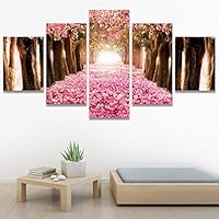 SIGNWIN 5 Panel Canvas Wall Art Modern Art Multicolor Nature Photography Relax/Calm Romantics Waterfall for Home Decorations Ready to Hang - 60