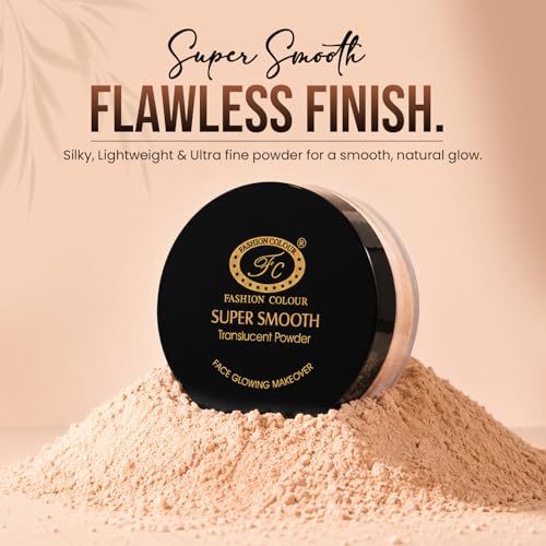 Image of Fashion Colour Super Smooth Translucent Loose Setting Powder | Lightweight Makeup Baking & Setting Powder | Oil Control | Soft Matte Finish | Blurs Pores | Evens Skin Tone | Puff Applicator Included | 15g (Shade: 01)