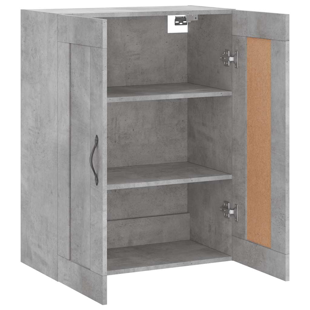Mhdvray Schmaler Wandschrank Betongrau 69,5x34x90 cm Holzwerkstoff mit 3 Fächern und 2 Türen, Modernes Design, Wandmontage für Wohnzimmer, Schlafzimmer oder Flur Küche, Haushalt & Wohnen