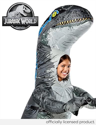 Disfraz inflable de Velociraptor azul para niños miniatura 2