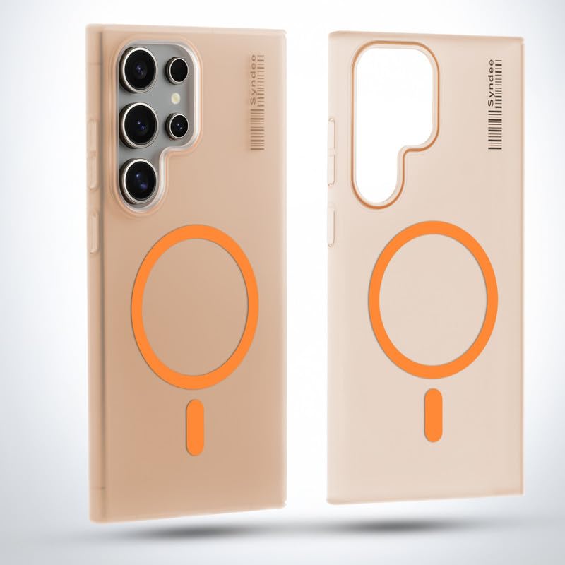 Image of Mr. Case Back Cover for Samsung S25 Ultra 5G Sleek Frosted Translucent Back with Wireless Charging Support | Anti-Scratch Shockproof Phone Case - Orange
